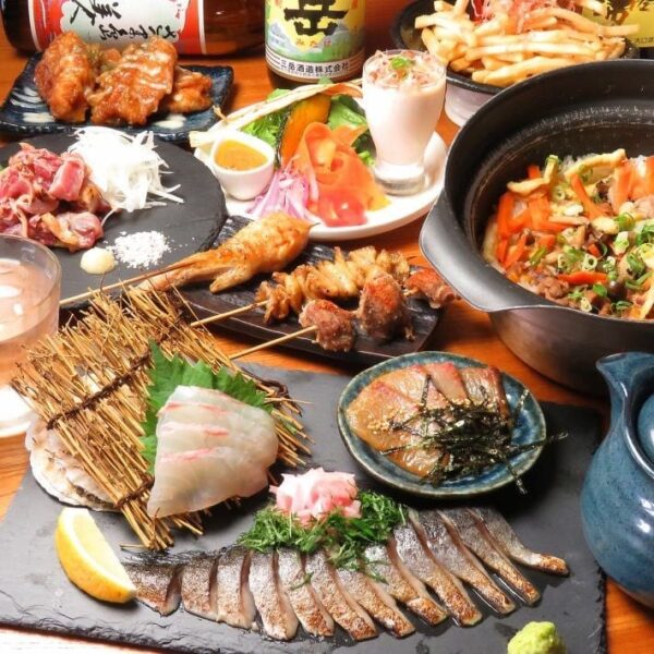 あいがて家の厳選串焼きと多彩な鶏料理 全9品 2.5時間飲み放題付きコース 5,500円